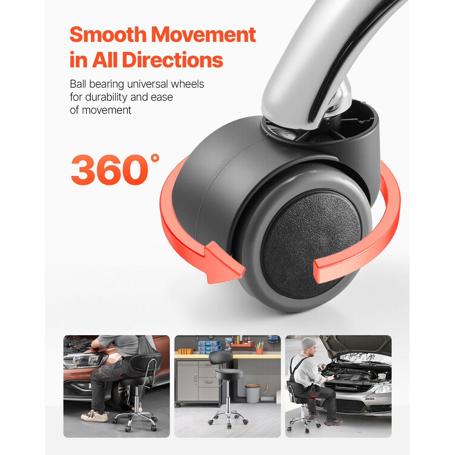 Shop Stool with Backrest, Pneu - Garage Creeper Roller ulasan dan harga